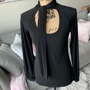 Express black tie neck blouse